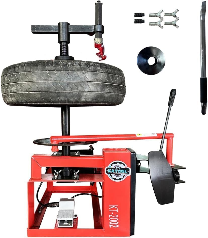 KATOOL 39 Max Wheel Diameter Mini Tire Changer Machine Tire Machine for Road Rescue Shop Repair and Home Garage Red KT-2002P