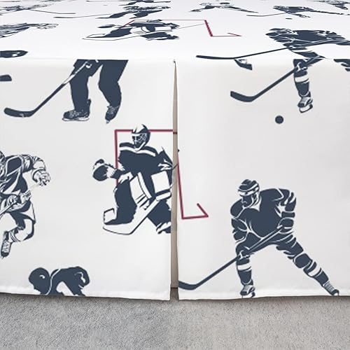 Miniatura 4 de Faldas de cama de hockey sobre hielo para niños y niñas, patrón de eventos deportivos, falda de cama para jugador de hockey con volantes de polvo,
