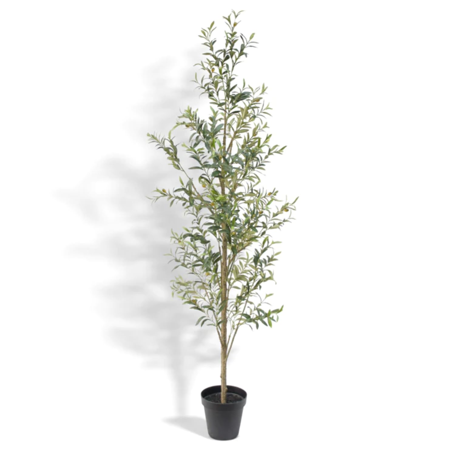 CG Hunter Slim Olive Tree, Premium Artifcial Indoor & Outdoor Tree Stands 7' Tall, Lifelike-Leaves & Hand Painted Trunk, Plastic Black Grower Pot