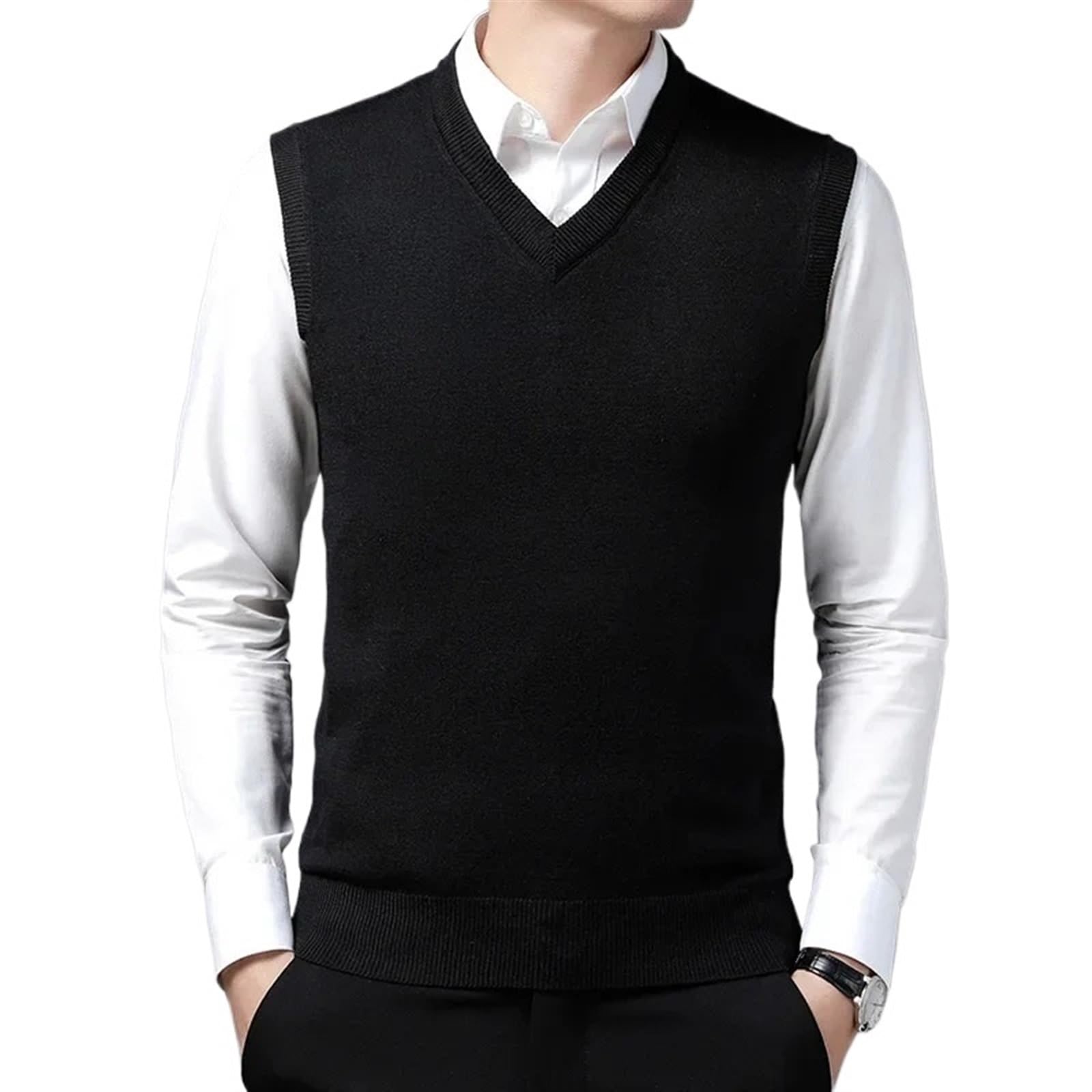 Débardeur tricoté pour homme gilet sans manches chaud vêtement extérieur