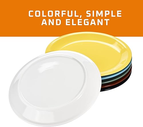 Miniatura 4 de Bruntmor Juego de 4 platos de cerámica de 11 pulgadas, lindos platos redondos de cerámica gris para platos de cocina, platos de cerámica de Navidad