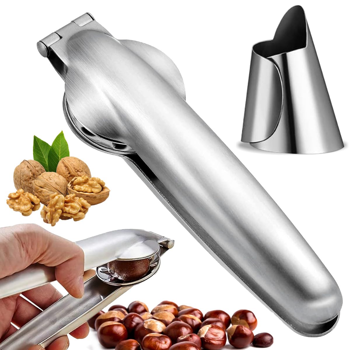 Set 7 Pezzi Per Castagne - Pinza Tagliaguscio, Artigli E Forchette In Acciaio Inox