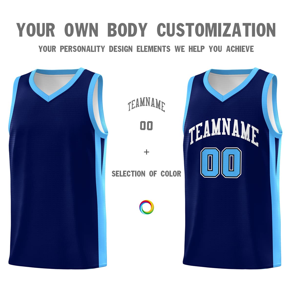 Custom Basketball Jersey for Men &Boy,Blank Athletic Uniform Personalized Printed Team Name Number Logo Navy&Sky Blue-30