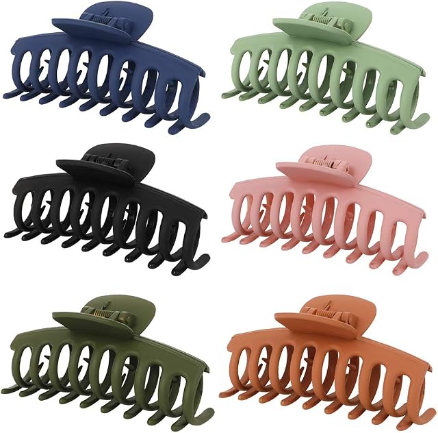 FANTESI 6 PCS Hair Claw Clips Big Claw Clips, Non slip Hair Clip Strong Hold Jaw Clips for Women and Girls Straight, Curly & Wavy Hair (3.6 Inch )