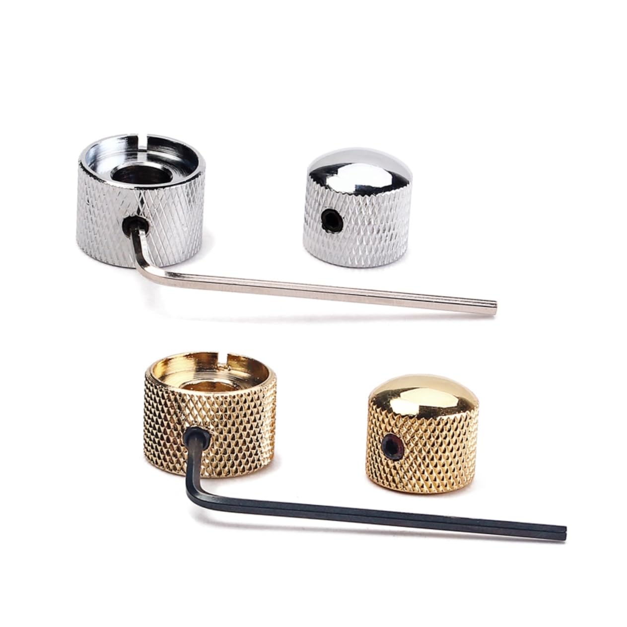 Totority Dual Bass Guitar Knobs Volume Tone Control Gold Electric Guitar Bass 6mm Fit