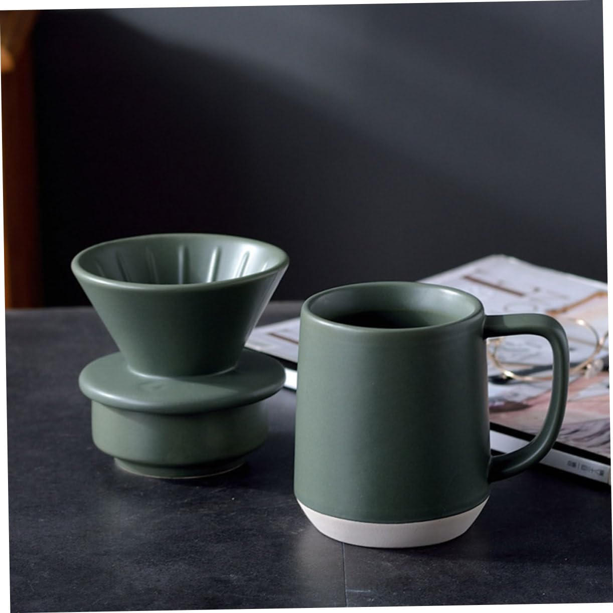 DOITOOL Taza de Filtro de Cerámica para Café Función de Filtrado Fino, Diseño Sencillo y Materiales Duraderos, Adecuado para Uso Práctico Hogar