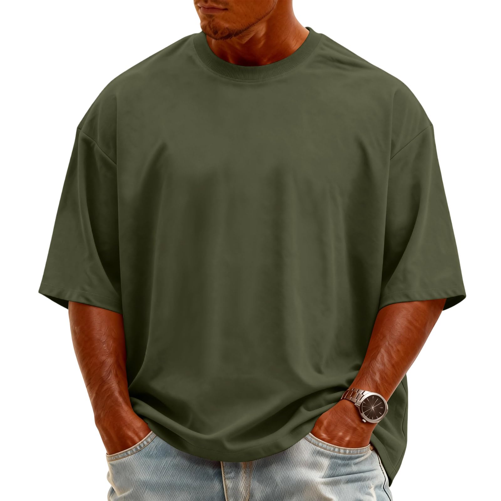 MOKBAY Camisetas Manga Corta Hombre Basicas Slim Fit Cuello Redondo Trabajo Transpirable Camiseta Hombre Running Casual Deportiva Verano Camisetas