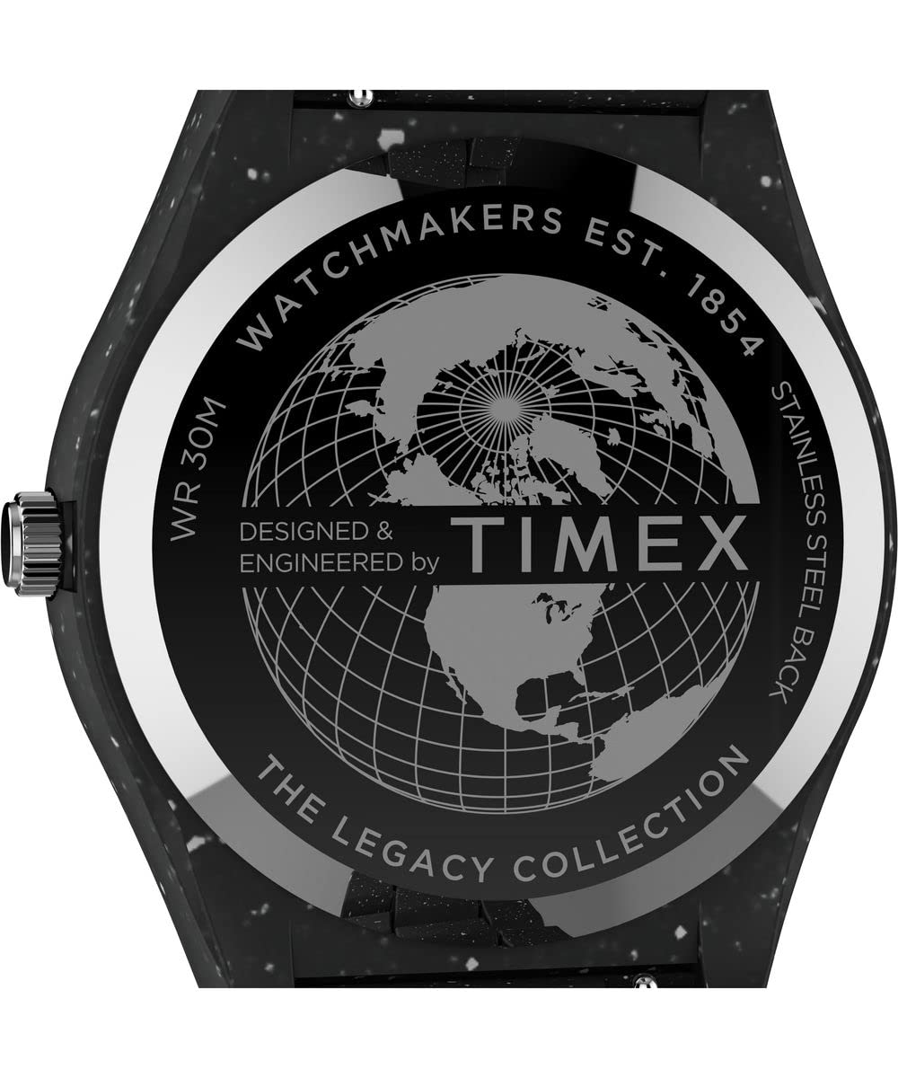 Timex Trend zegarek męski 42 mm – czarna ekologiczna bransoletka, czarna tarcza, koperta w kolorze czarnym, TW2V77000