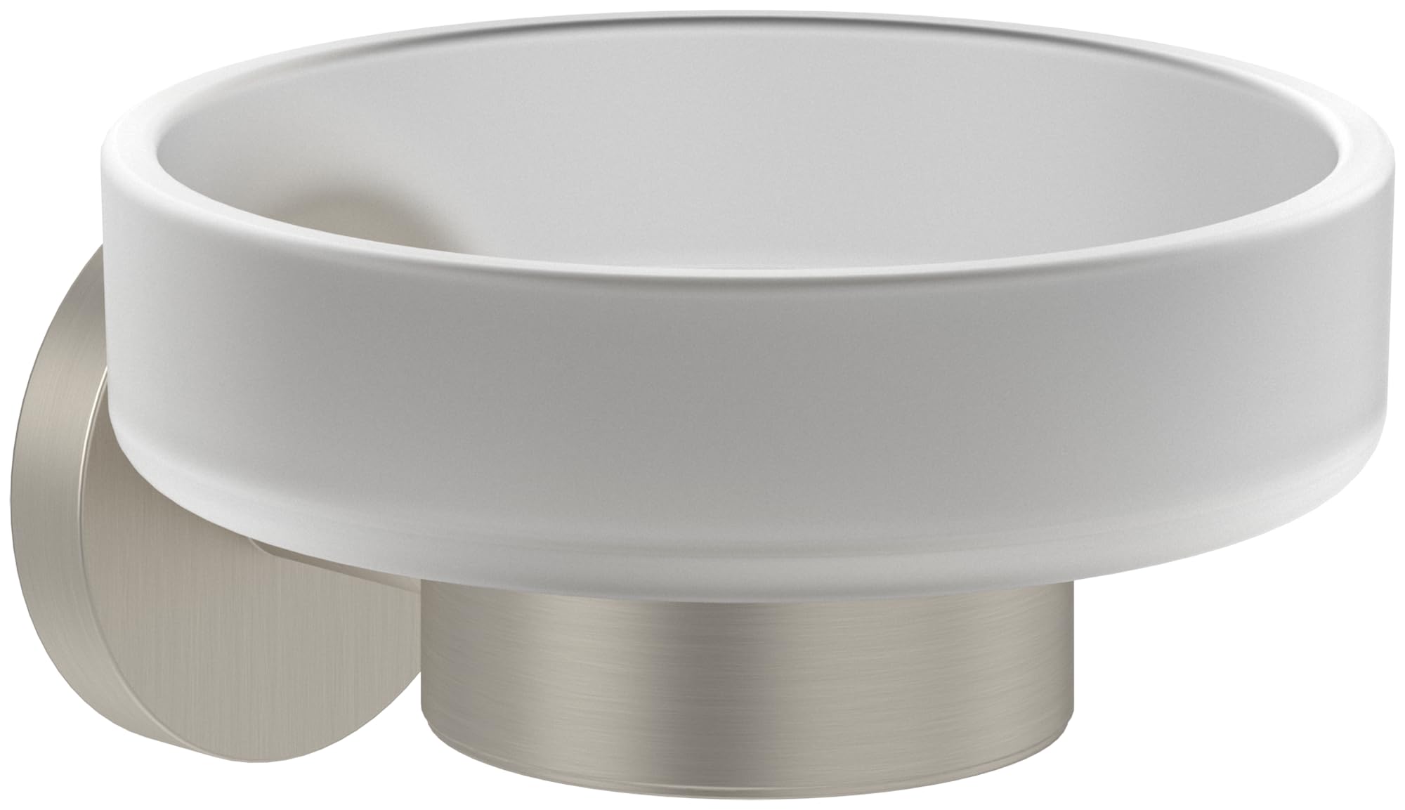 Villeroy & Boch Elements - Tender Soap Dish, Soap Dish for Wall Mounting, Satin Glass Soap Holder with Zinc Holder, Round, Brushed Nickel Matt