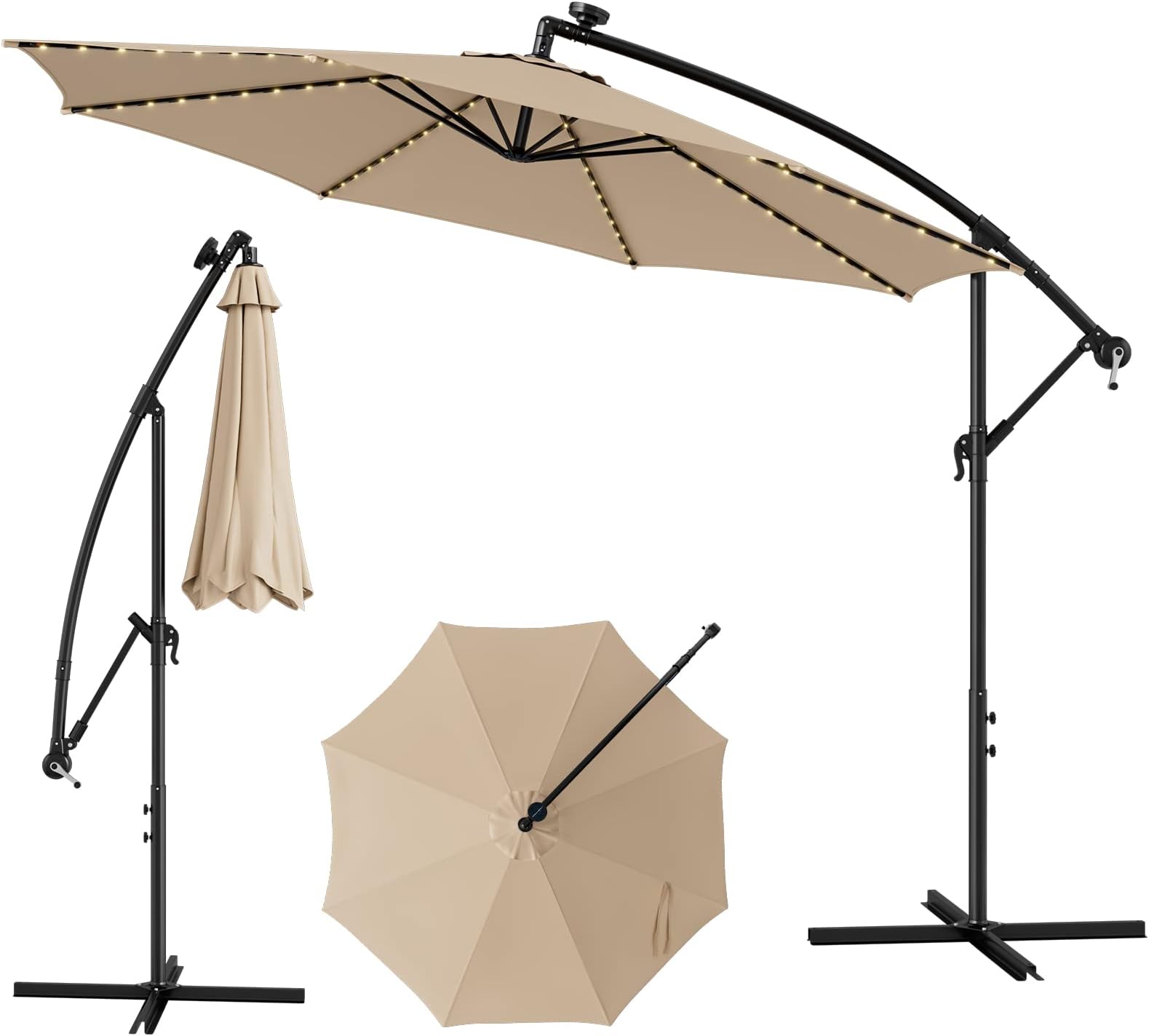 Tangkula 10FT Solar Offset Umbrella, Tilted Cantilever