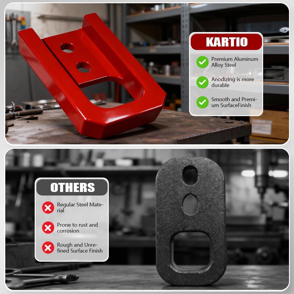 Front Tow Hooks, FIT 2024-2026 Toyota Tacoma, FIT 2025-2026 Toyota 4Runner, T6061 Aluminum Recovery Points, Red Finish, Bolt-On Mounting Pair