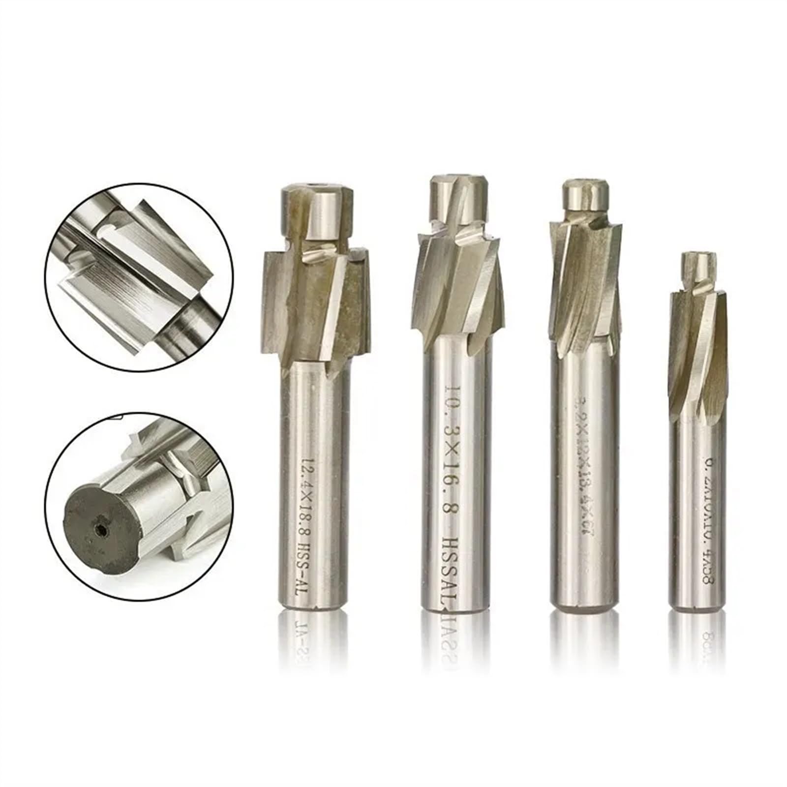 Fresa de extremo avellanado de 4 flautas, herramienta de ranurado de M3-M16, cortador de fresado, fresas de extremo de avellanador, cortador HSS de agujero(14.4x24x12x80)