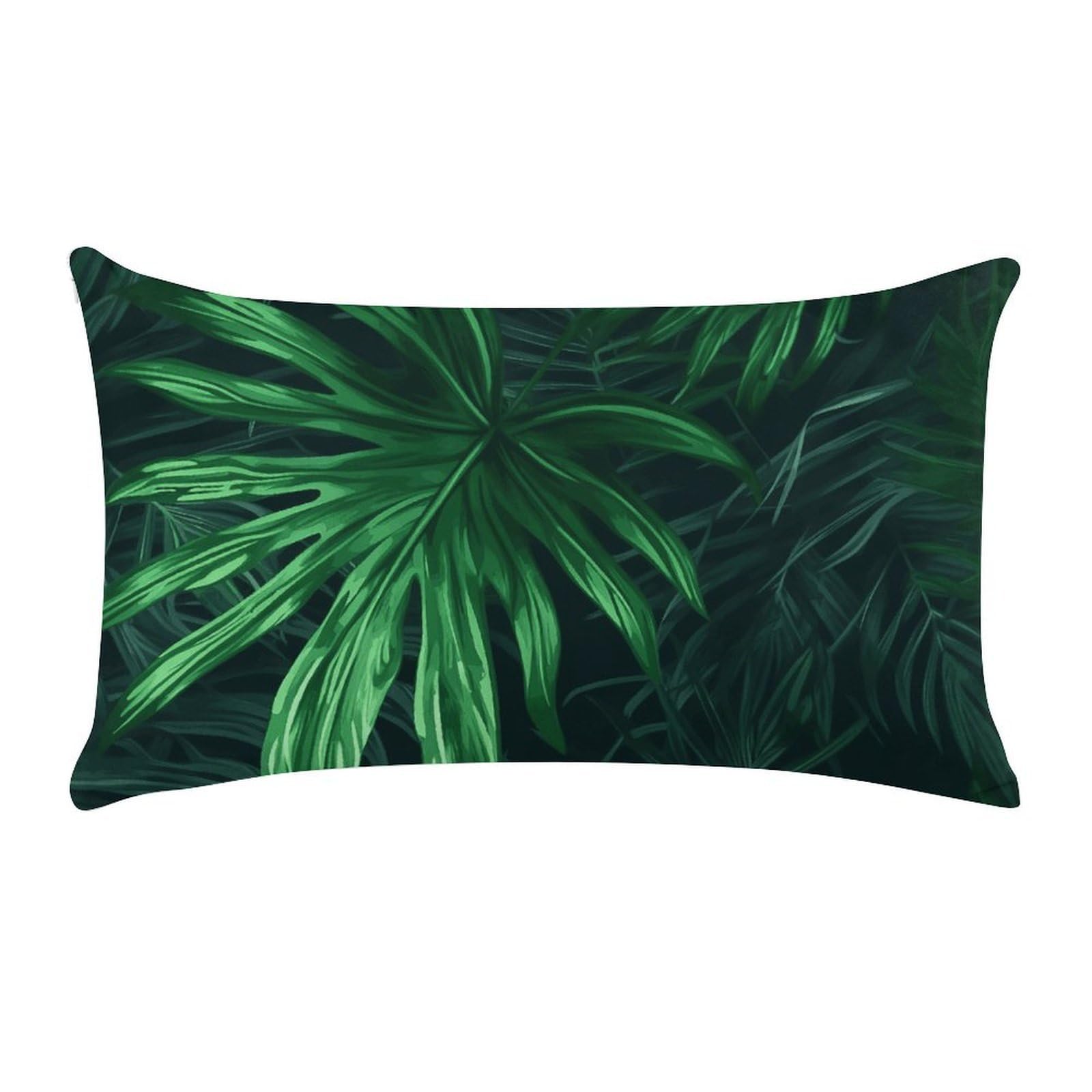 Green Tropical Jungle Plant Pillow Cases for Sofa, Super Soft Plush Pillow Cover with Zipper, Luxury Cozy Pillow Shams for All Seasons, Lightweight Pillowcases for Bedroom, 12" X 20"
