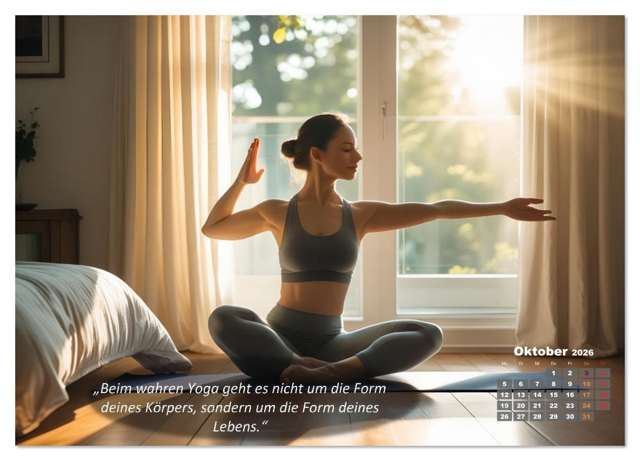 Mit Yoga ins Bett (hochwertiger Premium Wandkalender 2026 DIN A2 quer), Kunstdruck in Hochglanz: Ihr Kalender für Erholung, Entspannung und Achtsamkeit (CALVENDO Gesundheit)
