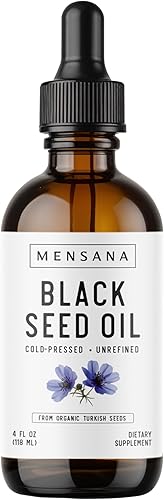 MENSANA, Aceite de semilla negra (4 onzas – 47 porciones) – Virgen Nigella Sativa prensada en frío – Aceite de bienestar 100% orgánico, sin OMG,