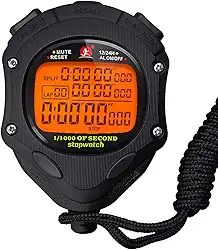Cronômetro digital com luz traseira, cronômetro, cronômetro de 0,001 segundo, memória de 100 voltas, despertador grande para competição de treinador, esportes, natação, corrida, maratona (100 voltas