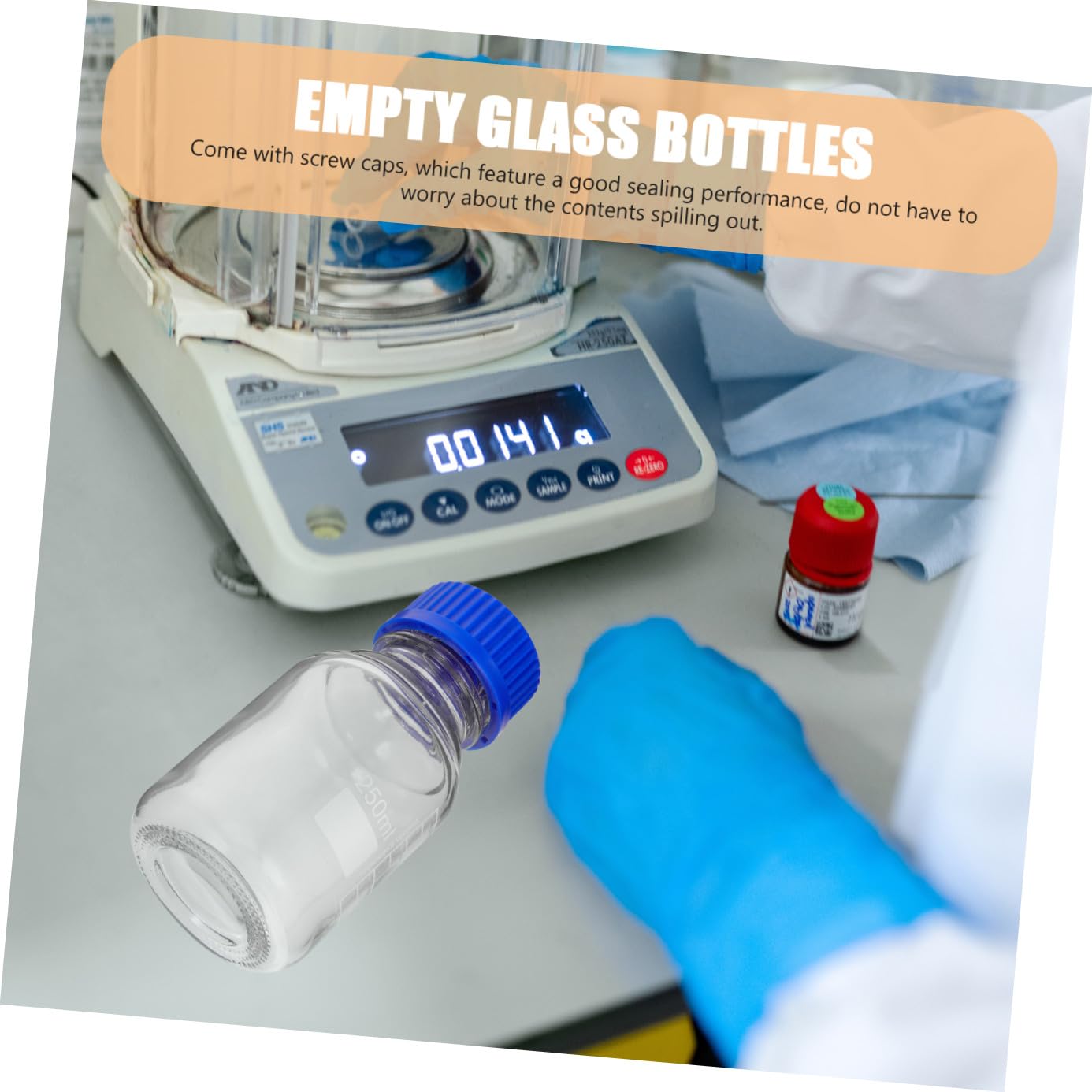 SOIMISS Bottiglie Reagenti in Vetro 250 Ml, Blu, 4 Pezzi, con Tappi a Vite, Resistenti a Urti e Cadute, per Laboratorio e Istituti Chimici