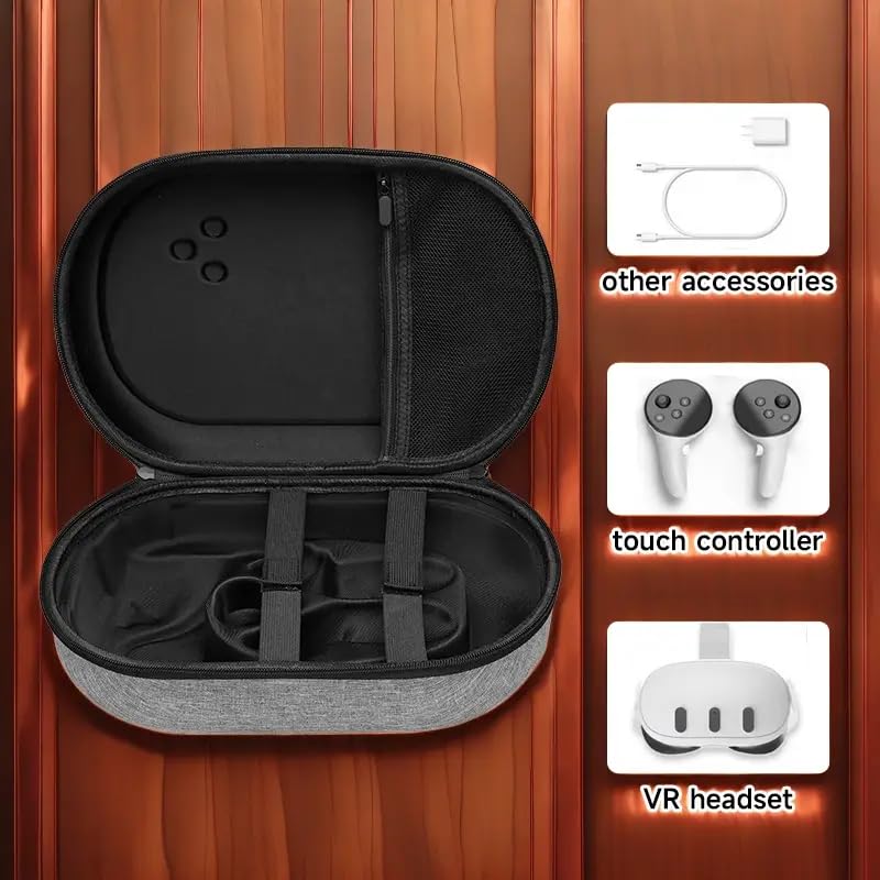 Image of Hard Carrying Case for Meta Quest 3s / 3 /2, Travel Bag, Storage Bag Compatible with Oculus Meta Quest 3 /3S VR Headset, Suitable for Travel & Home Storage with Mesh Pocket Storage Space