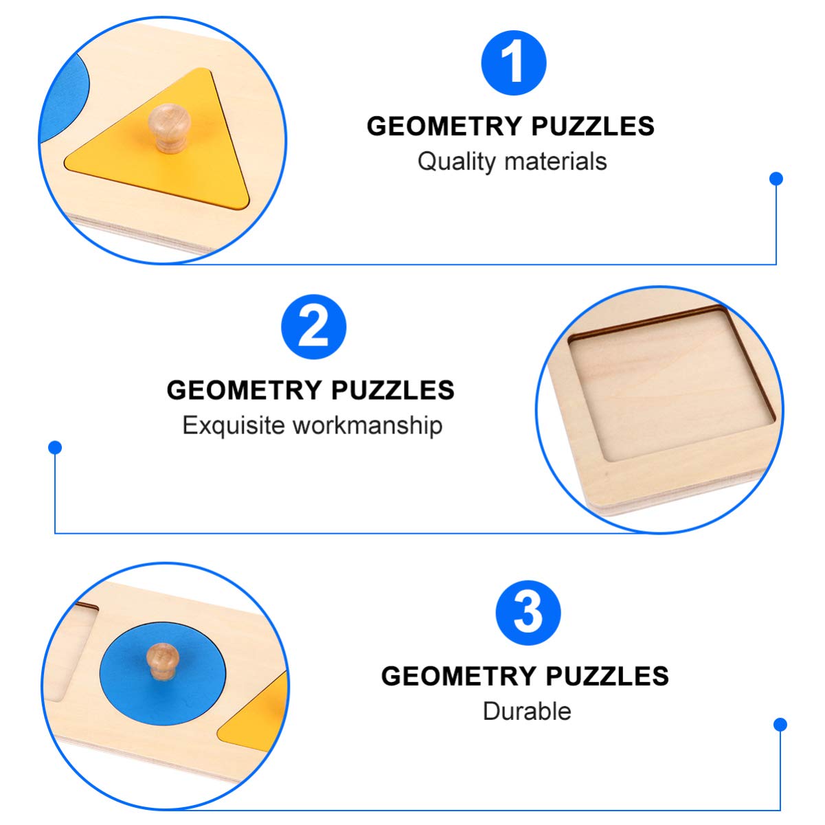 Montessori Puzzle géométrique à emboîter Jouet en bois 30,5 x 10,9 x 3,5 cm Jouet éducatif développement précoce