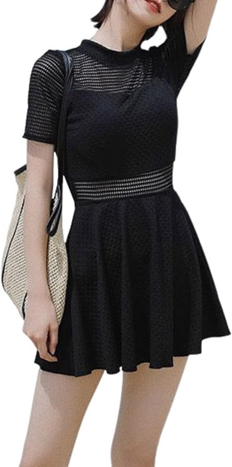 [Shiyato] 水着ワンピース レディース 体型カバー 半袖 フィットネス おしゃれ オールインワン水着 スイムウェア 水着 2