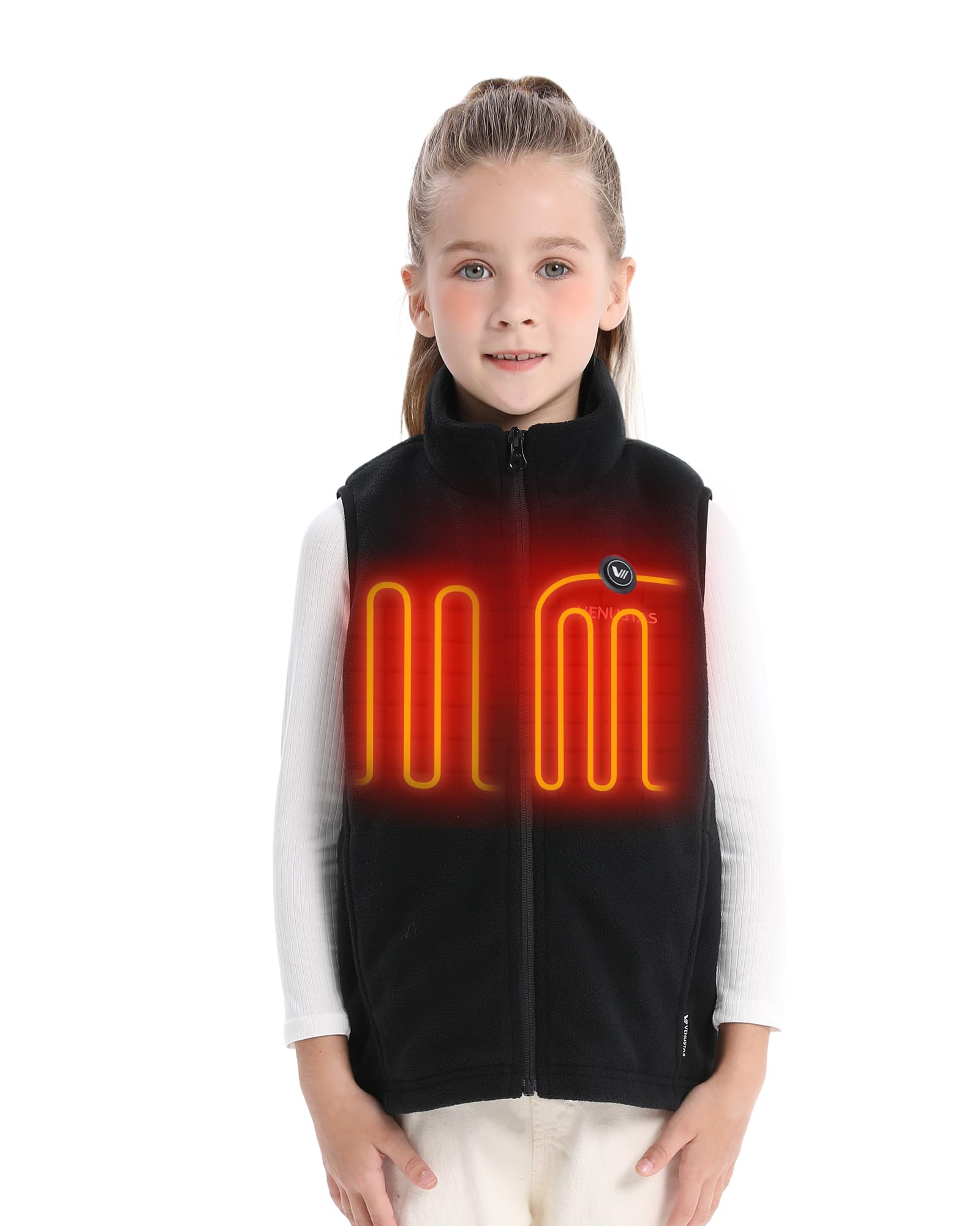 Venustas Kids Heated Fleece Vest with Battery Pack Included, Warmer Youth Electric Heating Vest for Girls