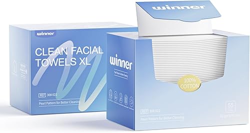 Winner Face Towels, 100% USDA Biobased Facial Towelettes XL, Disposable Face Towel for Sensitive Skin, Ultra Soft Makeup Remover Dry Wipes, Odor-Free, 110 Count, 2 Pack