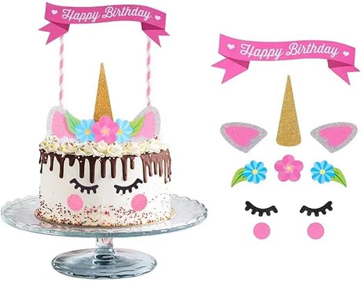 Amazon Co Jp Doyeemei ユニコーン誕生日ケーキ礼帽セット 虹ユニコーンケーキ装飾 アニメ子供ケーキ装飾セット 誕生日ケーキ横幅装飾 ユニコーン パーティー おもちゃ