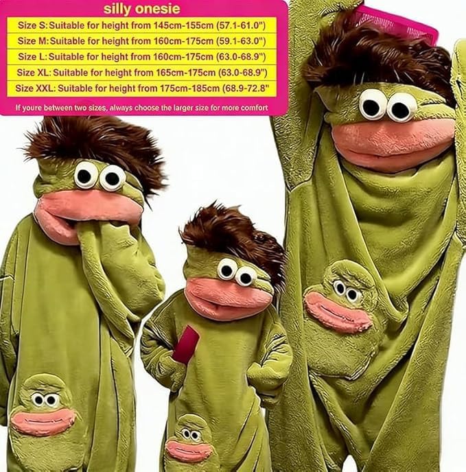 Silly Onesie Adult Funny Big Mouth Monster Hooded Fleece Pajamas Plush One Piece Cosplay Loungewear No Comb and Shoes — view 3