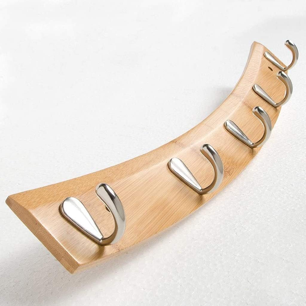 Creative Solid Wood Wall Mounted Coat Rack, Multifunctional Stainless Steel Hook Household Storage, Living Room, Bedroom, Kitchen