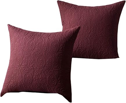MarCielo 2 Pack Throw Pillow Covers Euro Sham Covers 22"X22", Burgundy