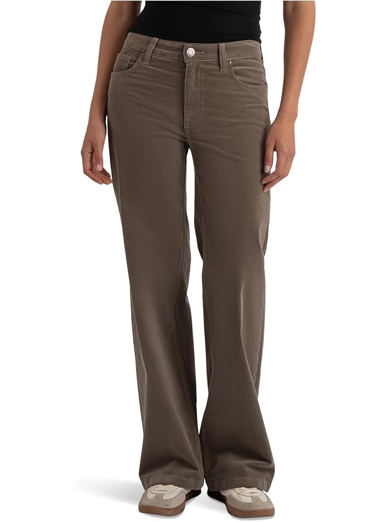 Brown KUT from the Kloth Jeans High-Rise Wide Leg Clean Hem in Rosemary
