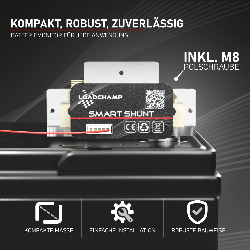 LOADCHAMP Smart Shunt 500A Batterie Monitor 10V - 80V Batteriewächter Bluetooth