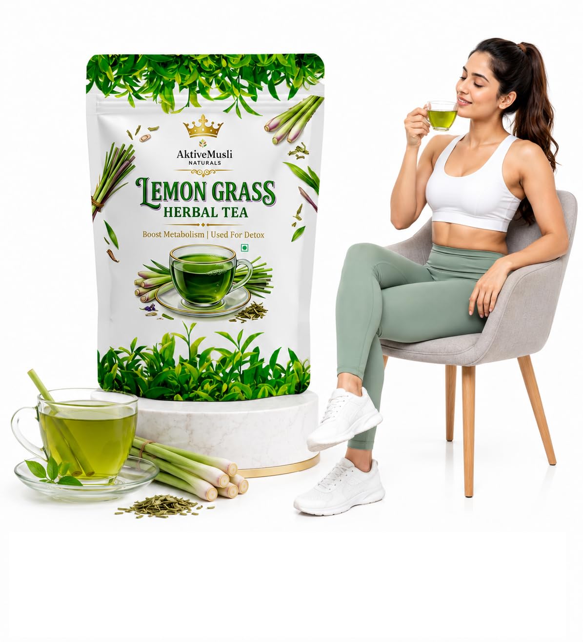 Lemongrass Herbal Tea- Boost Metabolism Used For Detox, Weight loss Green Tea-image-29