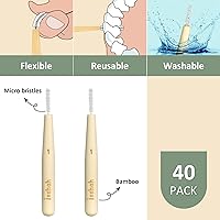 Vista 5 de Cepillos interdentales de bambú, limpiador entre dientes, cepillo de limpieza profunda, 40 unidades, tamaño 0, pequeños huecos