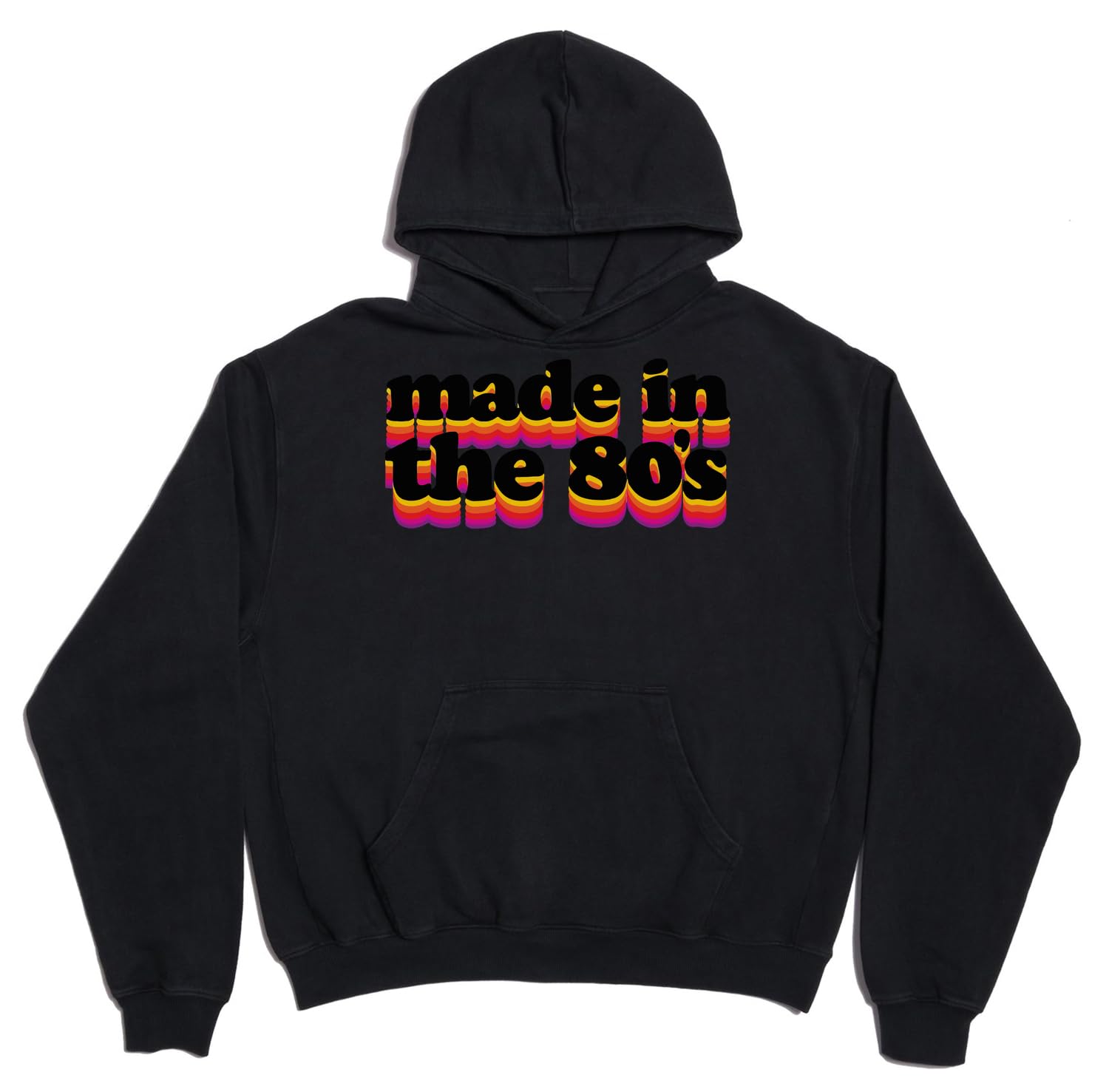 Made In The 80's 1980 dziecięca bluza z kapturem unisex oversize ciężka mieszanka bawełny czarna XL