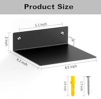 Vista 3 de ELSKER&HOME Juego de 4 estantes flotantes pequeños, color negro, estantes flotantes de metal para montar en la pared, estanterías invisibles