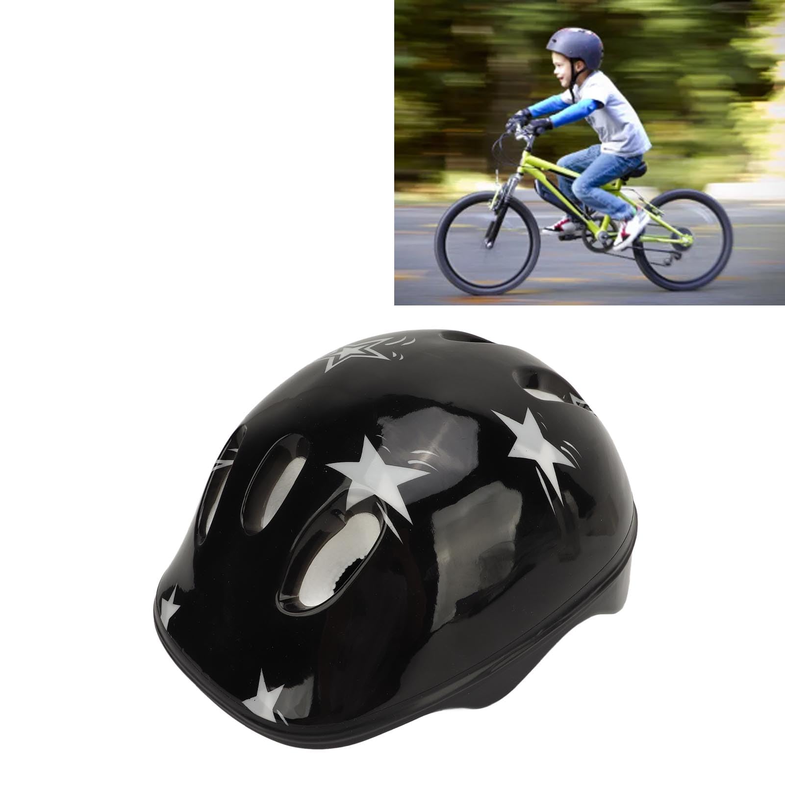 Bike Helmet for Toddlers, Adjustable Skateboard Helmet, Lightweight Child Bike Helmet with Foam Liner for Balance Bike Scooter (Black)