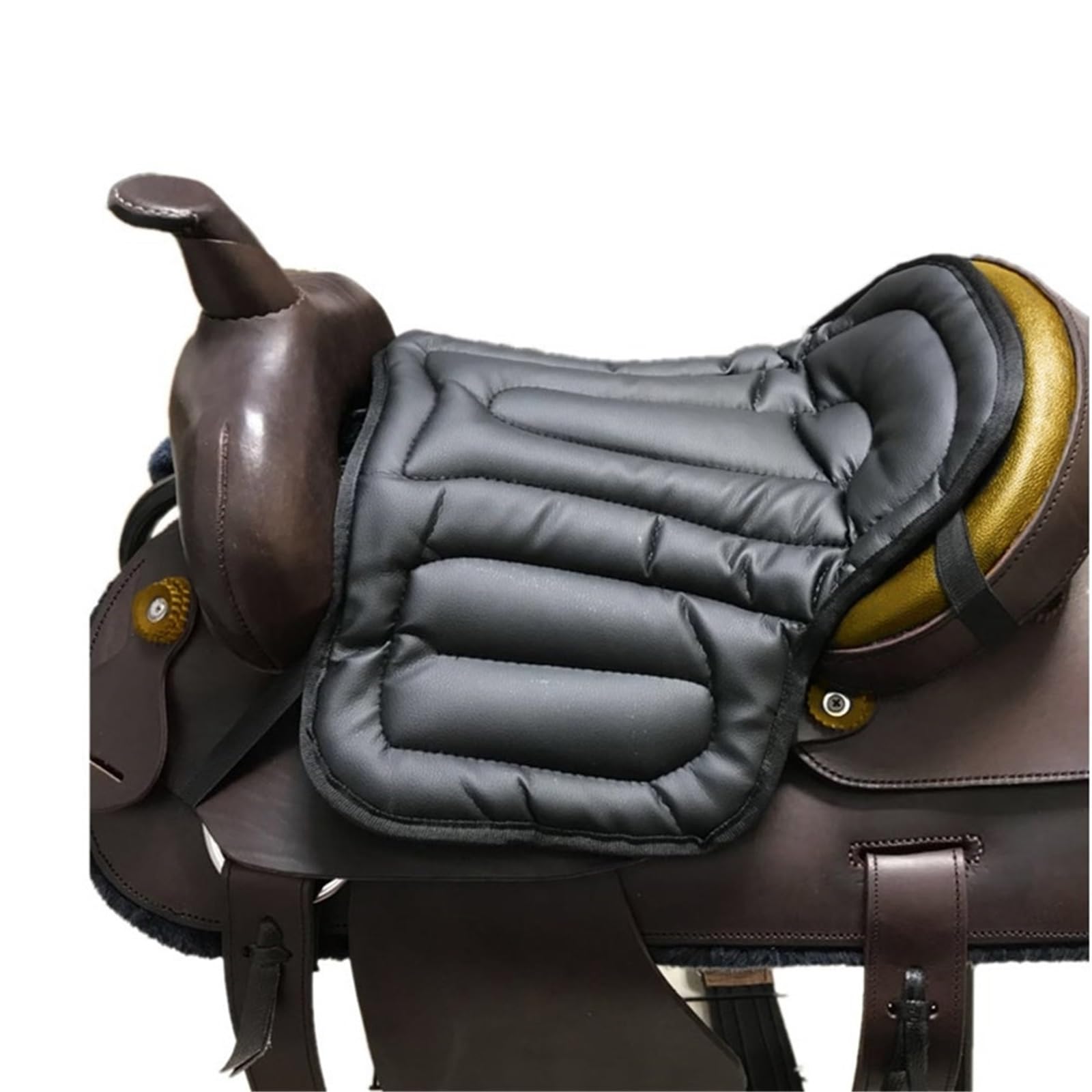 Almohadilla for silla de montar a caballo cuero artificial, suave y con amortiguación, cojín largo for asiento ecuestre para montar a caballo