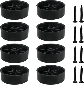MY MIRONEY 8PCS Plastic Furniture Legs Hardware Screw-in Sofa Legs Couch Legs Replacement Black Round Chair Legs Riser Furniture Feet Protectors with Screws, 1.34" D x 0.47" H