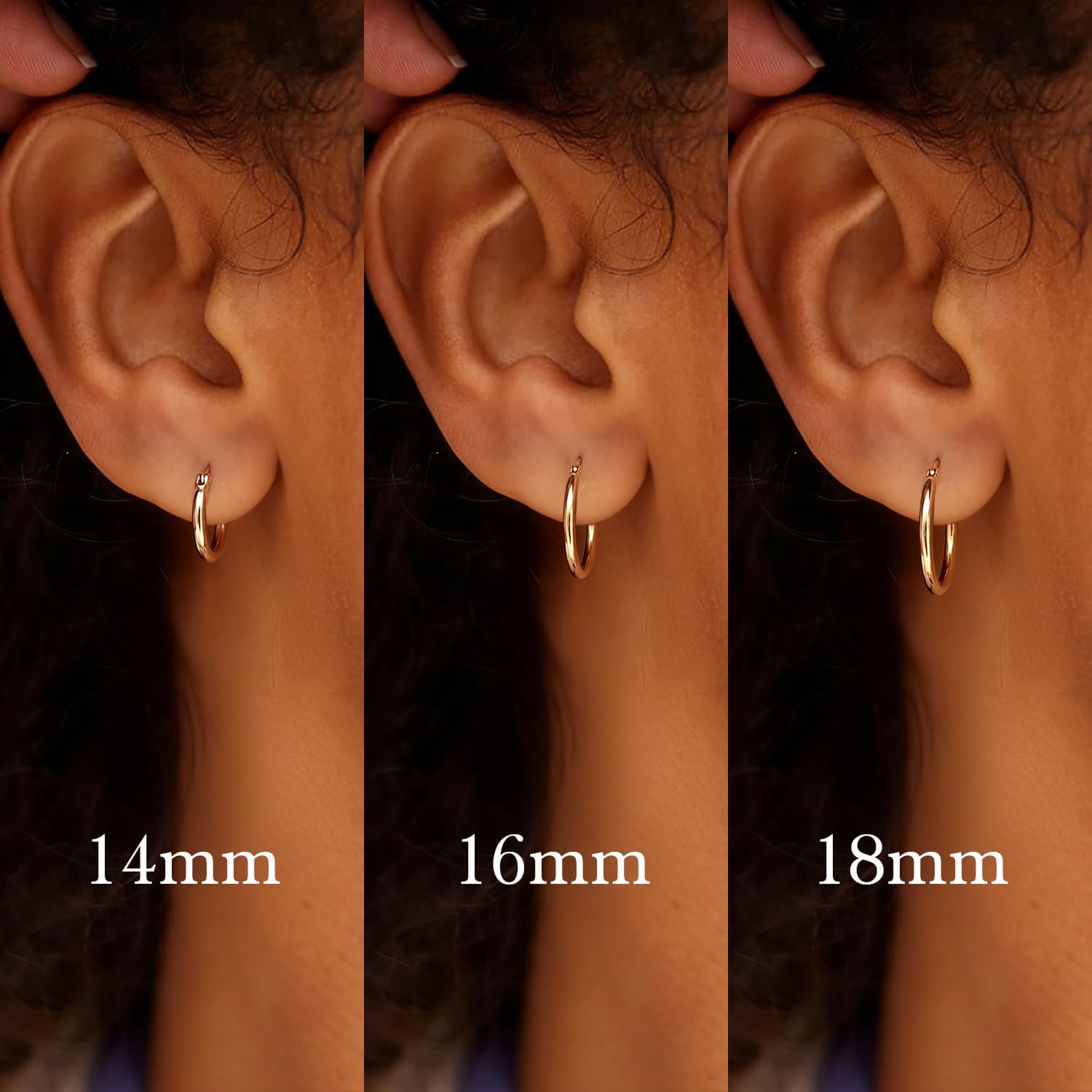 Gold Hoop Earrings 14K Gold Earrings for Women 14K Gold Hoop Earring for Women Hoops Definition of Quiet Luxury Hoops Earring for Womens 14/16/18mm