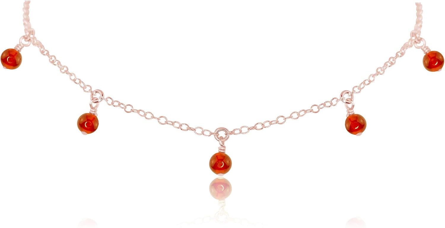 Luna Tide Carnelian Bead Drop Choker in 14k Rose Gold Fill