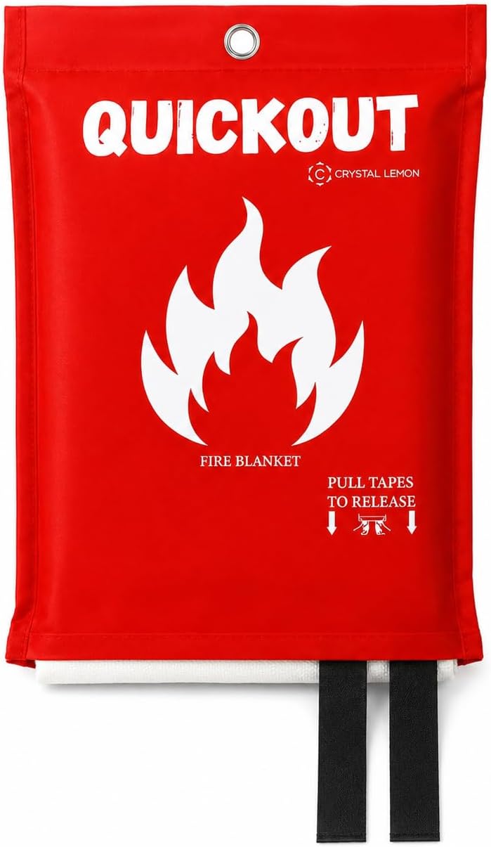 Fire Blanket for Home and Kitchen, 39 x 39 Inch Fiberglass, Pull Tabs