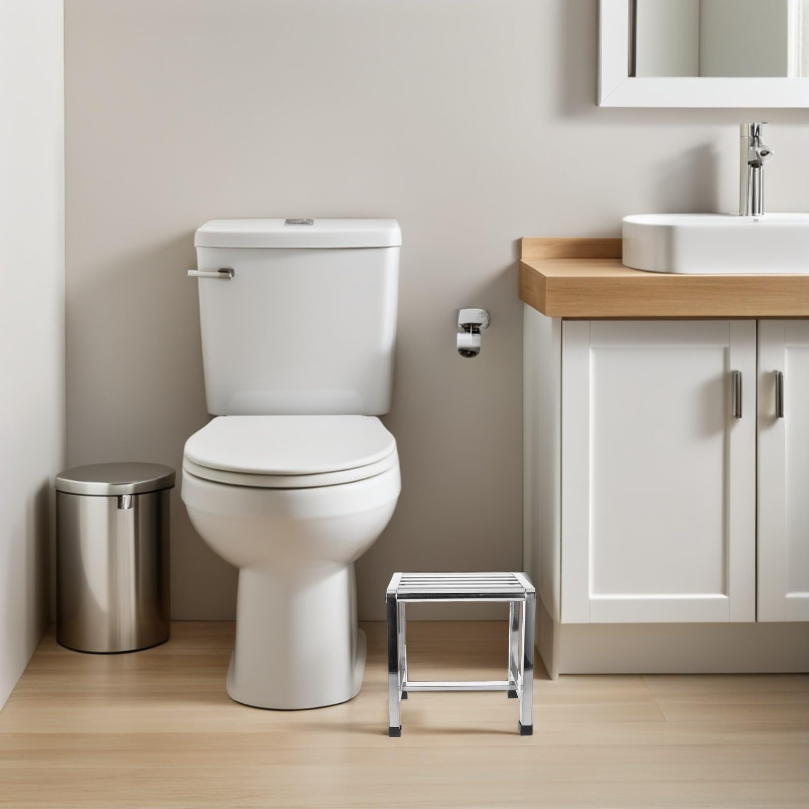 Taburete de Ducha para Baño de Acero Inoxidable, Plata