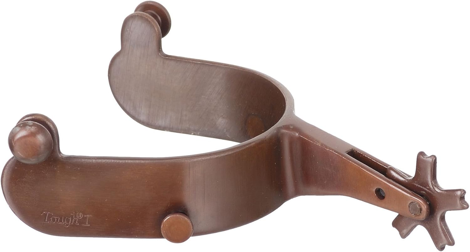 Tough 1 Bull Rider Blue Steeled Rodeo Spurs, Brown