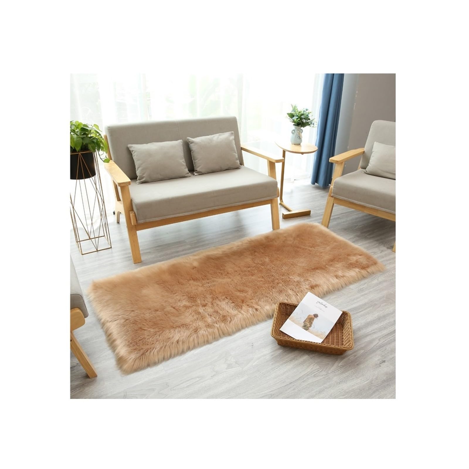Tapis à poils longs fourrure artificielle salon chambre moquette moelleuse 60x90