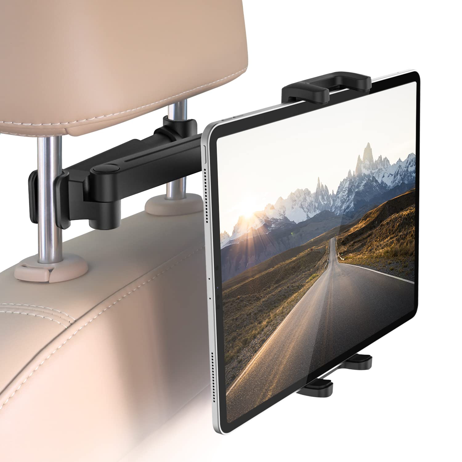Car Headrest Tablet Mount iPad Holder, woleyi Stretchable Back Seat Tablet Stand 360° Swivel Cradle for iPad Pro 12.9 11 Air Mini, Samsung Galaxy Tab, Switch, iPhone, All 4-13" Smartphones & Tablets