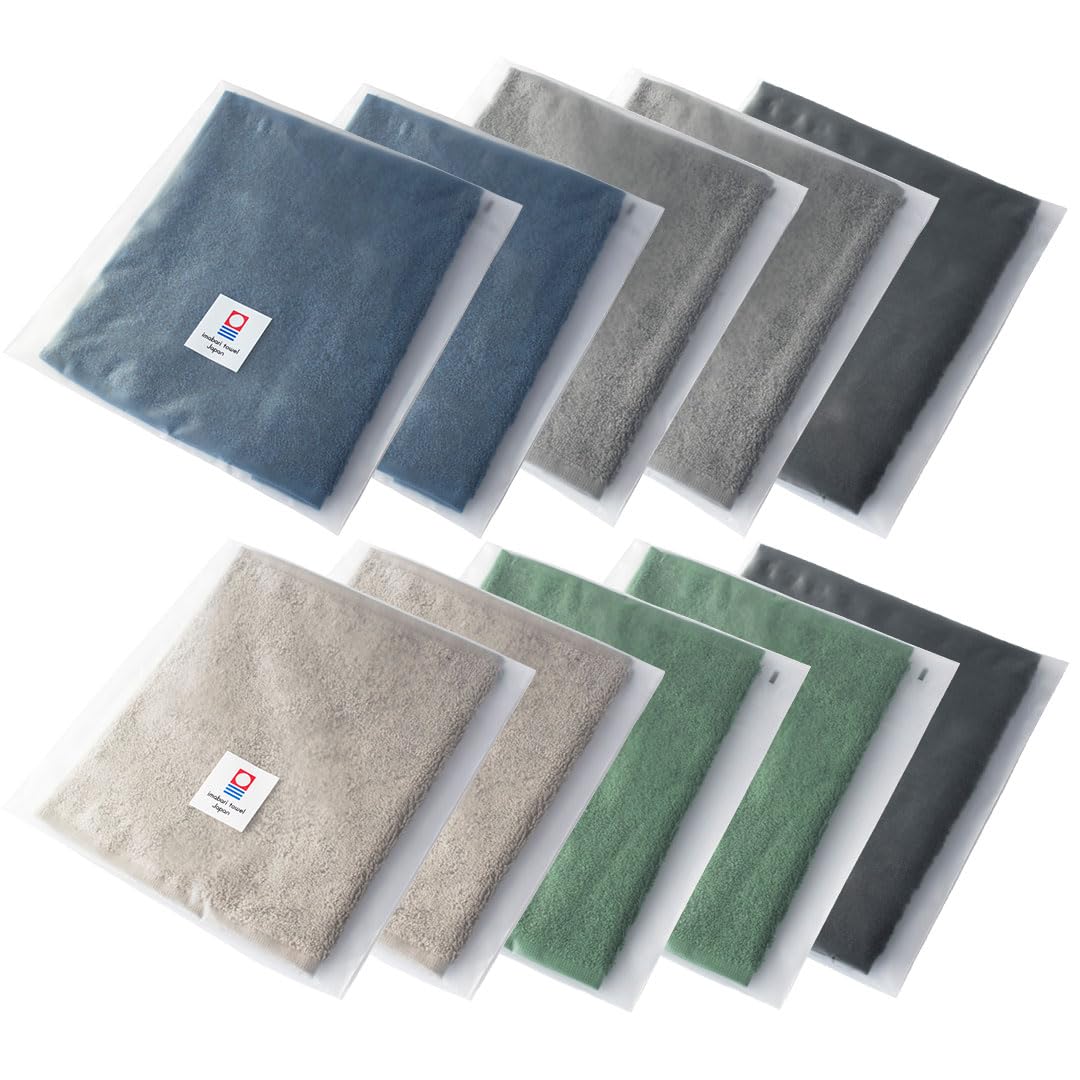 TAVARAT Imabari Towel Handkerchief 5 Assorted Colors Set of 10 Japan