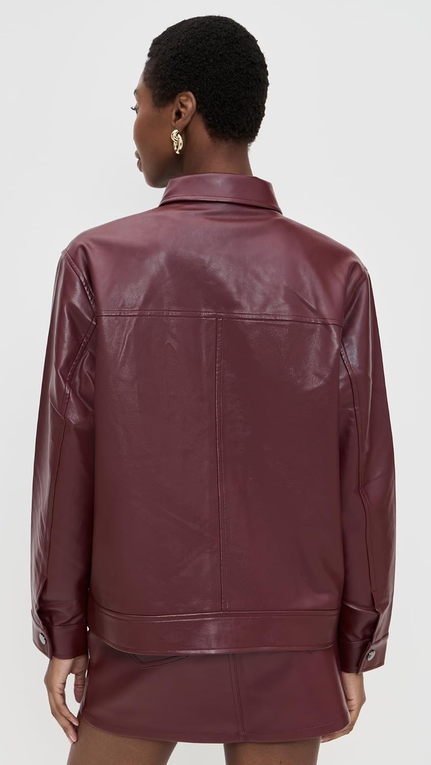 Pistola Denim Women's Valerie Biker Jacket, Cabernet, Brown, L