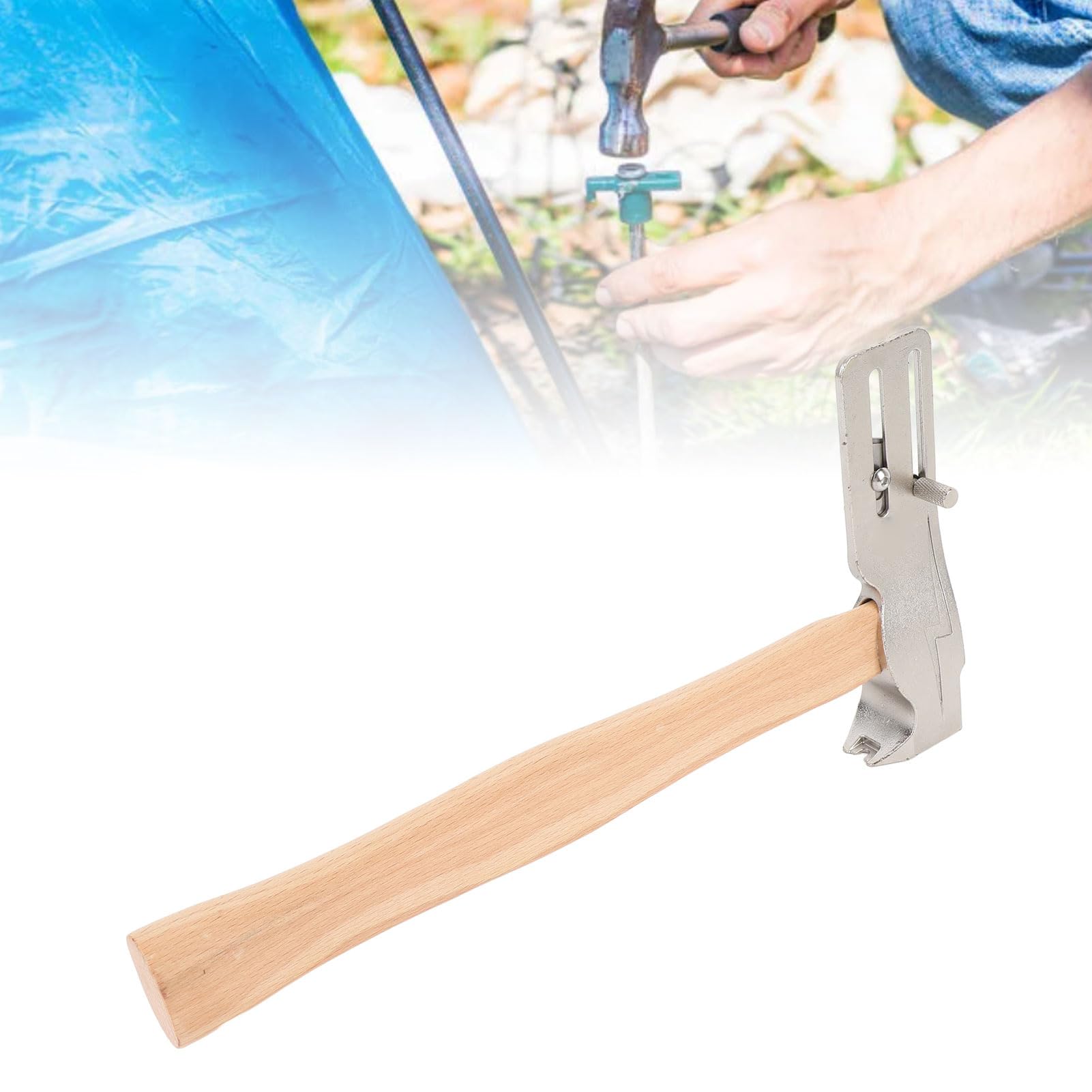 Pssopp Mini Martillo con Ergonómico, Herramienta Magnética Multifuncional para Techos con Garra de Clavo y Cortador para Proyectos de Techos
