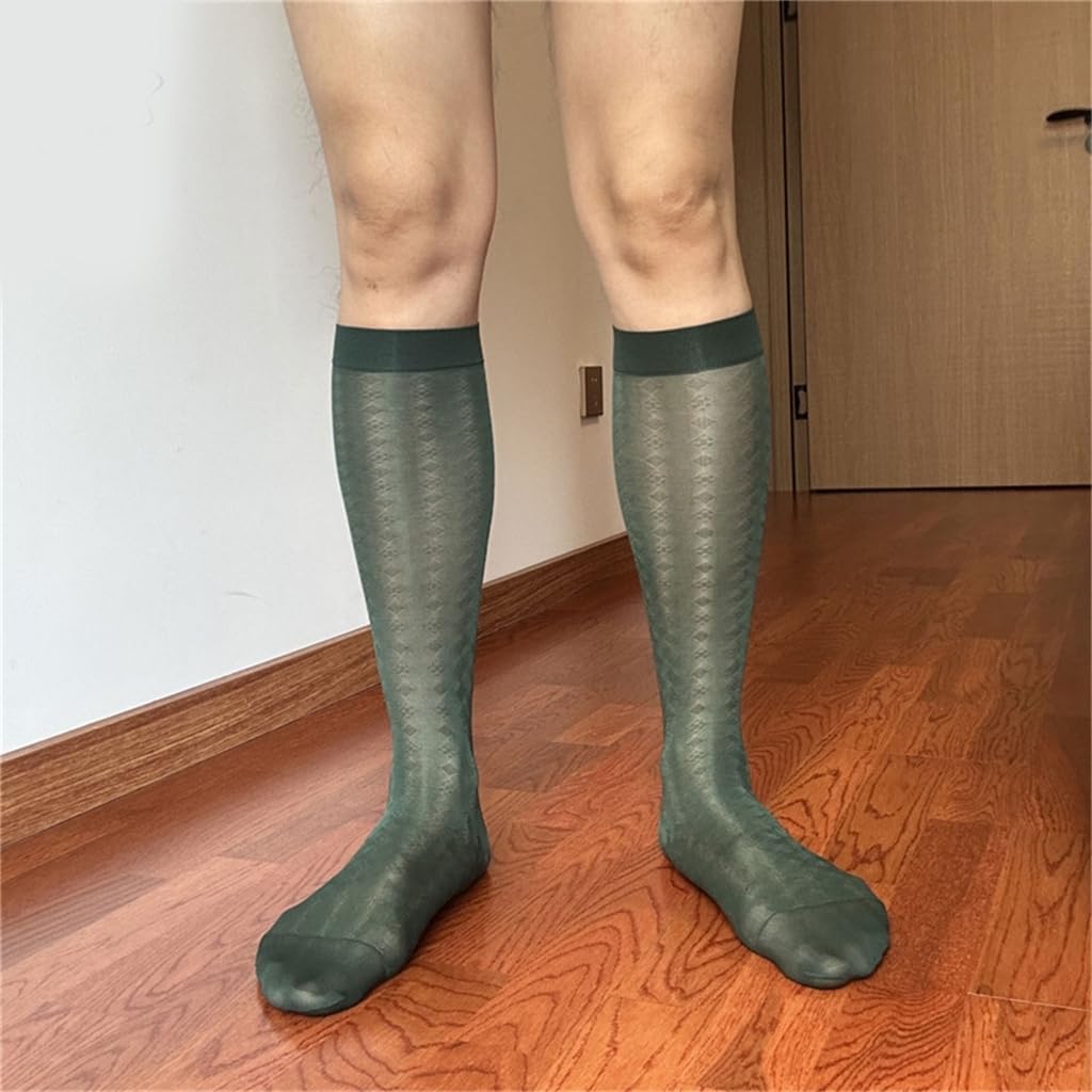 Mens Sheer Business Dress Sock Long Over the Calf Dress or Work Socks Nylon Formal Sock Knee Highs Work Stockings